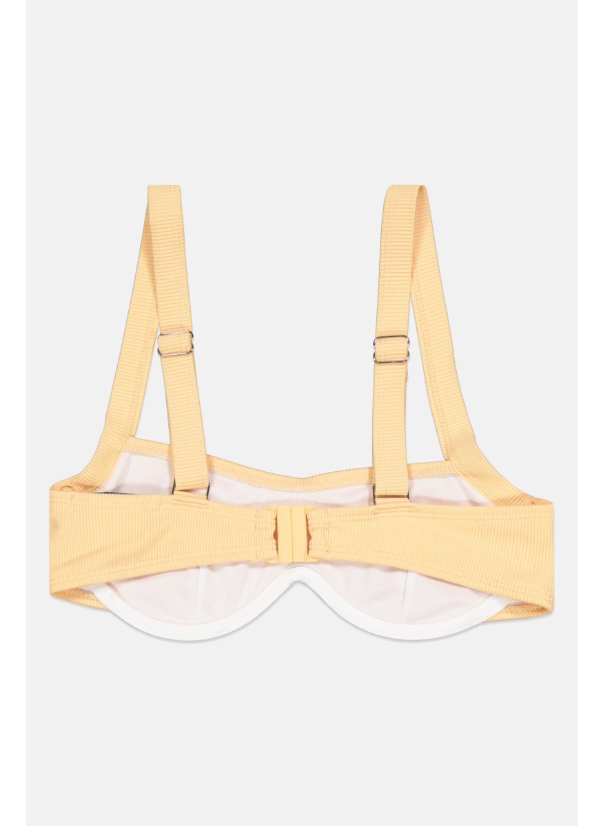 Missguided - Women Non Padded Textured Bikini Top, Light Orange - Image 1