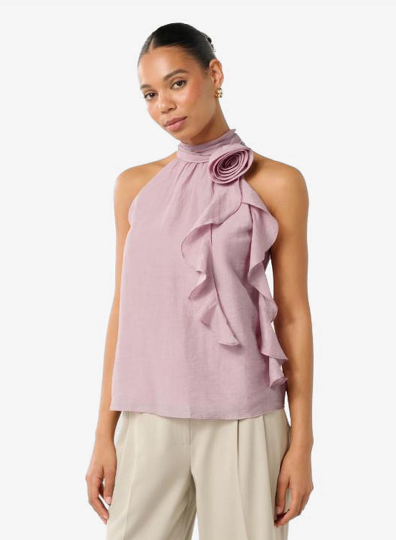 forever new Pippi Rosette Ruffle Halter Neck Top - Image 3