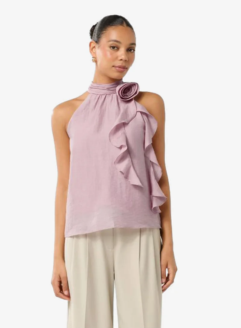 فورايفر نيو بلوزة بيبّي روزيت بكشكشة وياقة هالتر