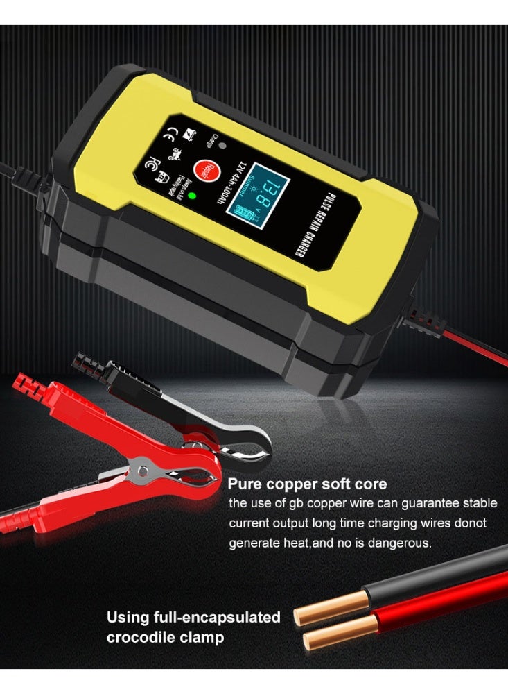 Car Battery Charger, 6A 12V Battery Maintainer, Smart Automatic Battery Charger, Pulse Repair Charger with LCD Display for Car, Truck, Motorcycle, Marine AGM, Gel, SLA, Wet - Image 5