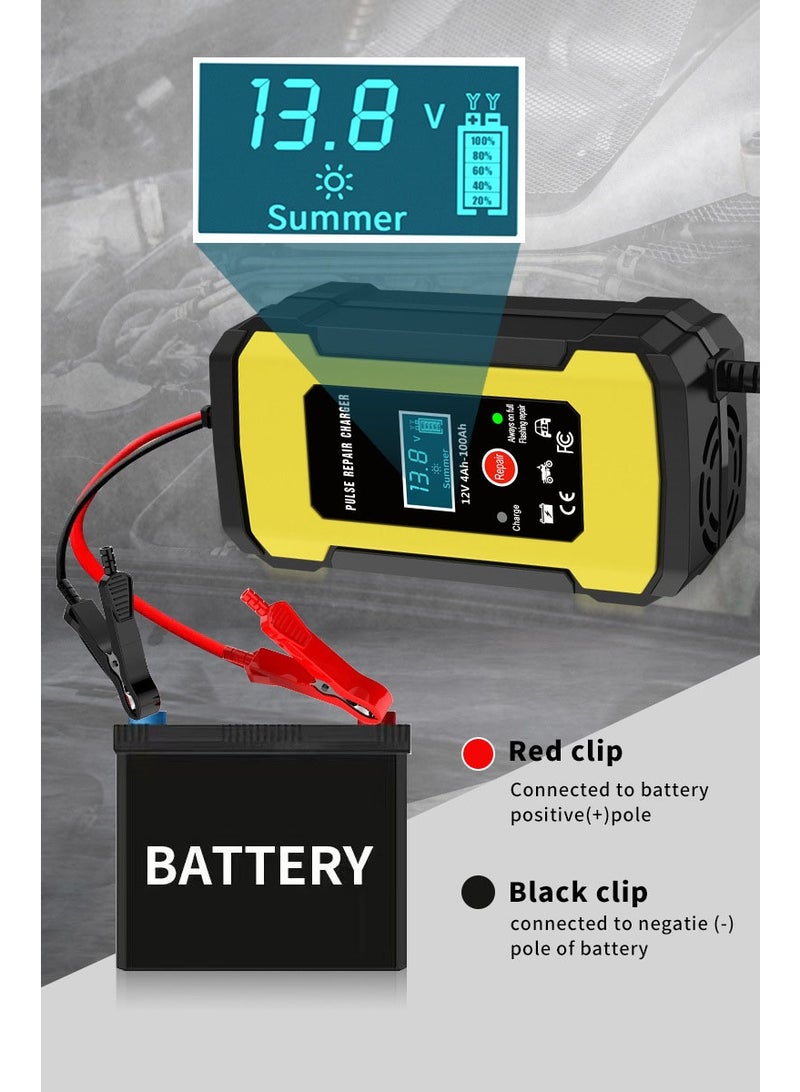 Car Battery Charger, 6A 12V Battery Maintainer, Smart Automatic Battery Charger, Pulse Repair Charger with LCD Display for Car, Truck, Motorcycle, Marine AGM, Gel, SLA, Wet - Image 4