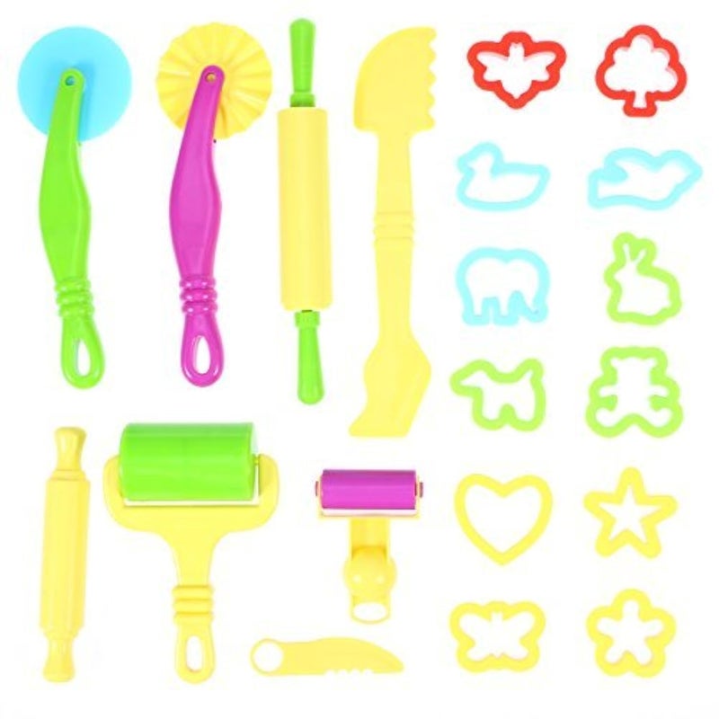 ROSENICE Clay Models Dough Tools Kit Smart Clay Tool Gift with Molds 20pcs Random Color - Image 1