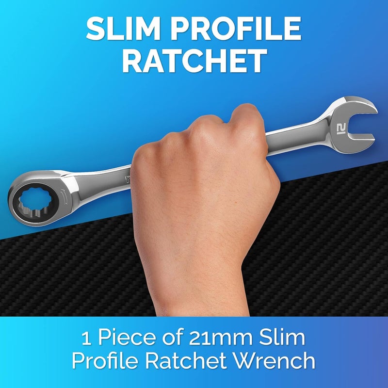 TOOLGUARDS 21mm Wrench - Ratcheting Wrench - Slim Profile - Ratchet Wrench - 100% Lifetime Satisfaction Guarantee - Image 2