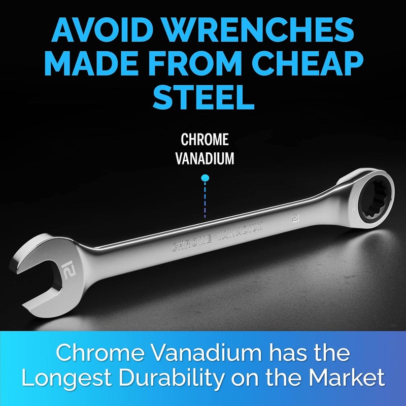 TOOLGUARDS 21mm Wrench - Ratcheting Wrench - Slim Profile - Ratchet Wrench - 100% Lifetime Satisfaction Guarantee - Image 4