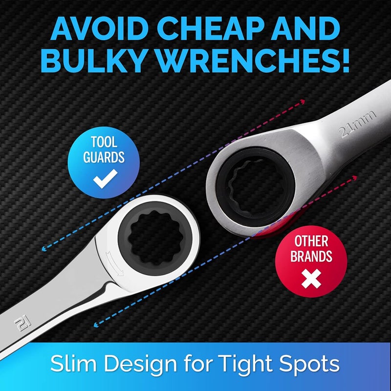 TOOLGUARDS 21mm Wrench - Ratcheting Wrench - Slim Profile - Ratchet Wrench - 100% Lifetime Satisfaction Guarantee - Image 3