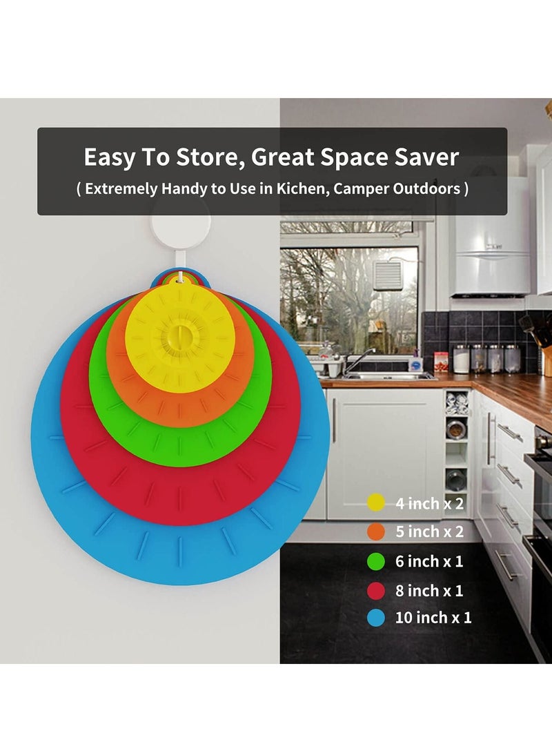 Y&D 7 Pack Silicone Lids, Microwave Splatter Cover, 5 Sizes Reusable Heat Resistant Food Suction Lids fits Cups, Bowls, Plates, Pots, Pans, Skillets, Stove Top, Oven, Fridge, BPA Free  - Image 5