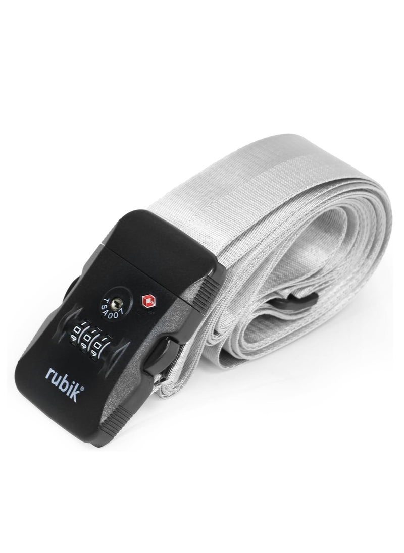 Rubik Luggage Strap with 3 Digits Lock, 160 Inch Premium Adjustable Travel Packing Cross Belt for Bag Baggage Suitcase Safety (Silver)  - Image 4