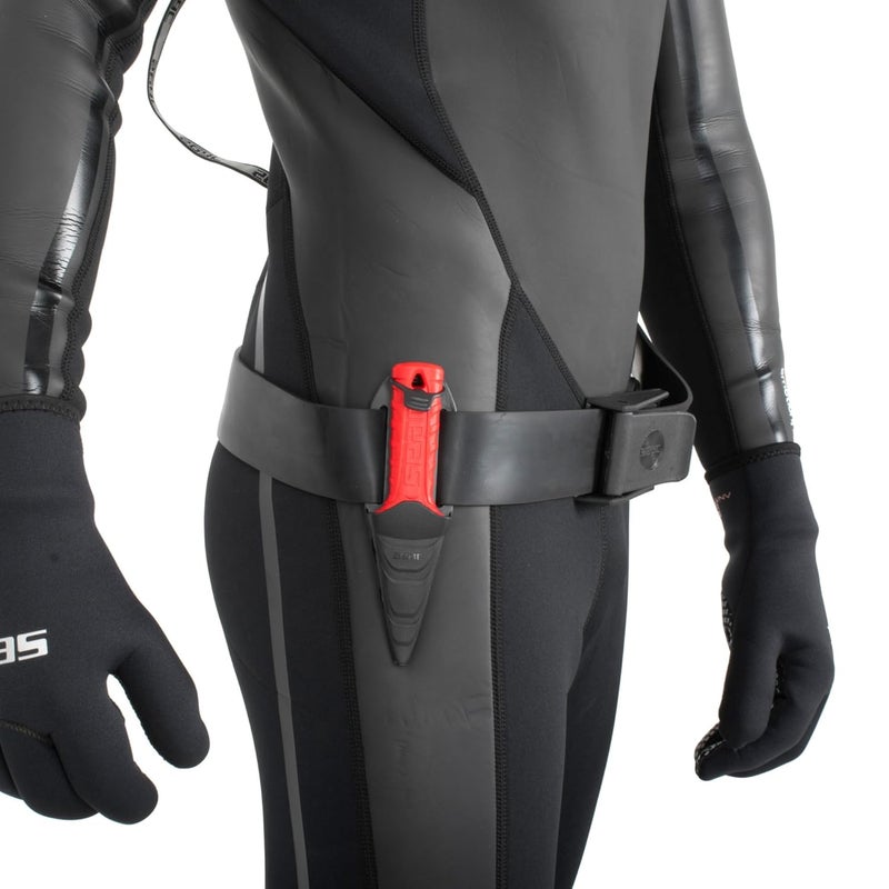 Seac Samurai, Diving knife for freediving and diving, Spearfishing knife with self-fastener strap, red - Image 2