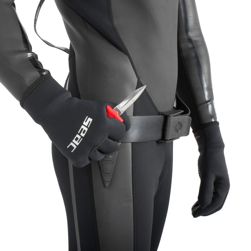 Seac Samurai, Diving knife for freediving and diving, Spearfishing knife with self-fastener strap, red - Image 3