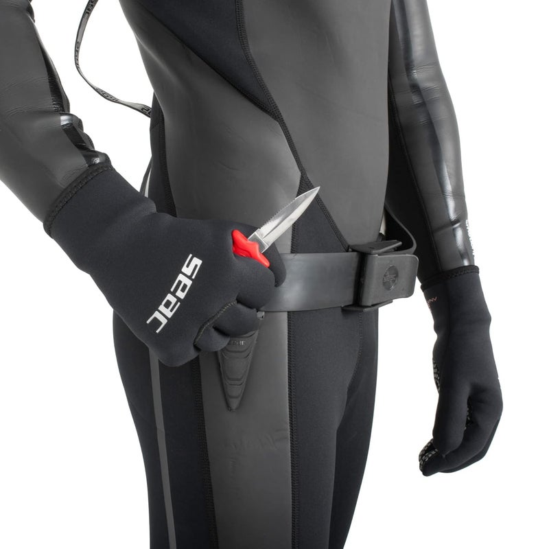 Seac Samurai, Diving knife for freediving and diving, Spearfishing knife with self-fastener strap, red - Image 4