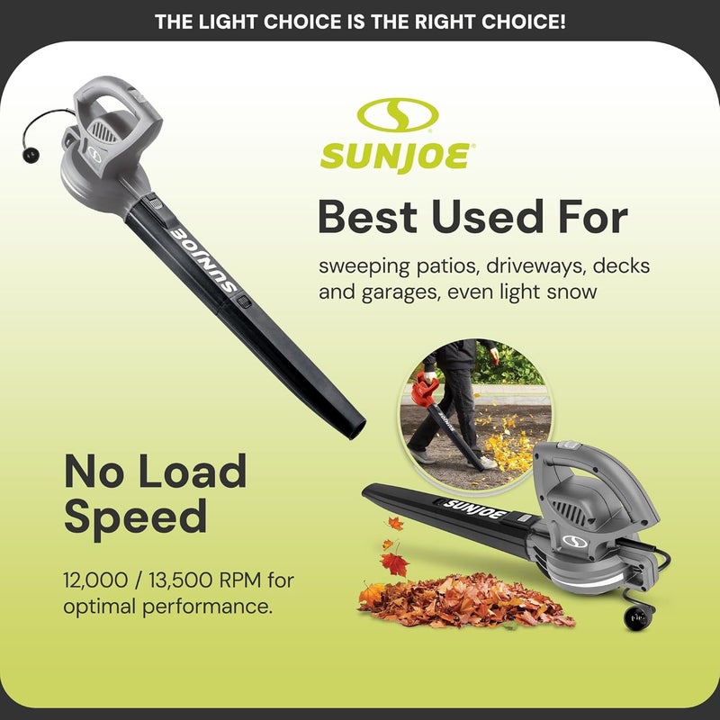 Sun Joe Corded Electric Leaf Blower Machine, 155 MPH, 260 CFM, 6-Amp Motor, Gray - Portable and Lightweight Gardening Equipment for Yard Care and Lawn Maintenance, SBJ597E-GRY - Image 4