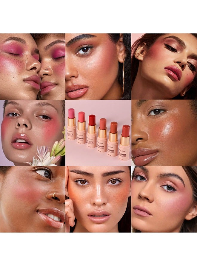 ماكس فاين Smooth Professional Facial Makeup,Cheeks & Lips and Eyes, 3 in 1 Creamy Blush,Moisturizing and Delicate Long Lasting Makeup Retention(#06) - Image 2