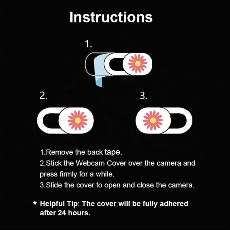 Laptop Camera Cover Slide Cute Ultra Thin Webcam Cover Phone Camera Blocker to Protect Privacy for Computer, iPhone, MacBook Pro, Desktop, Tablet, Mac Air, Chromebook, PC - Daisy - Image 5