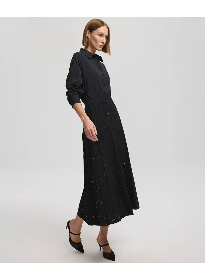 Ipekyol  Flared Fit Knit Skirt With Rhinestones for Women | Best Price UAE