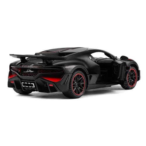 FEXXA 🏎️ Scale Exclusive Alloy Metal Pull Back Die-cast Car Model with Sound Light Mini Auto Toy for Kids Metal Model Toy Car with Sound and Light (1.32 Scale Bugatti DIVO -Black) - Image 4