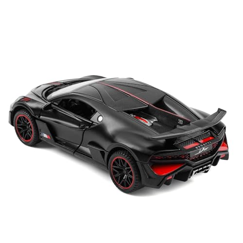 FEXXA 🏎️ Scale Exclusive Alloy Metal Pull Back Die-cast Car Model with Sound Light Mini Auto Toy for Kids Metal Model Toy Car with Sound and Light (1.32 Scale Bugatti DIVO -Black) - Image 5