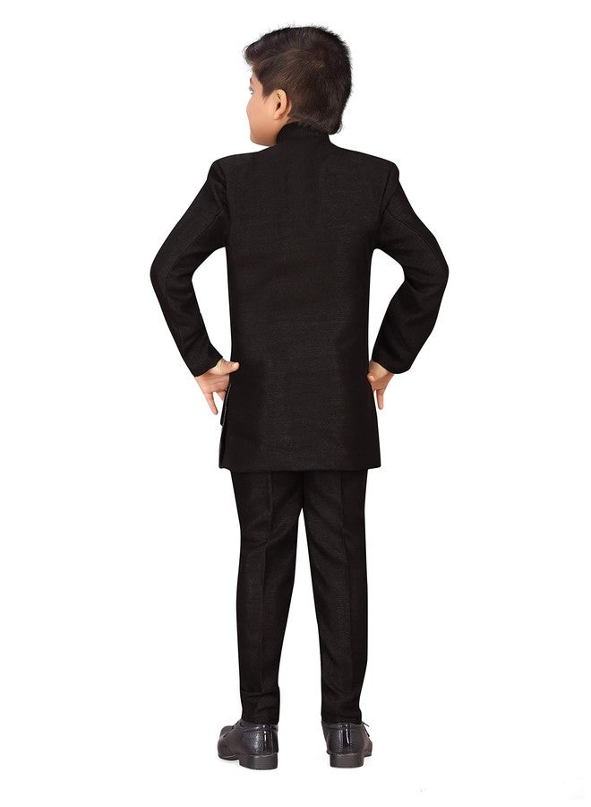 AJ Dezines Kids Indo Western Sherwani Set For Boys (Black, 2-3 Years) - Image 3