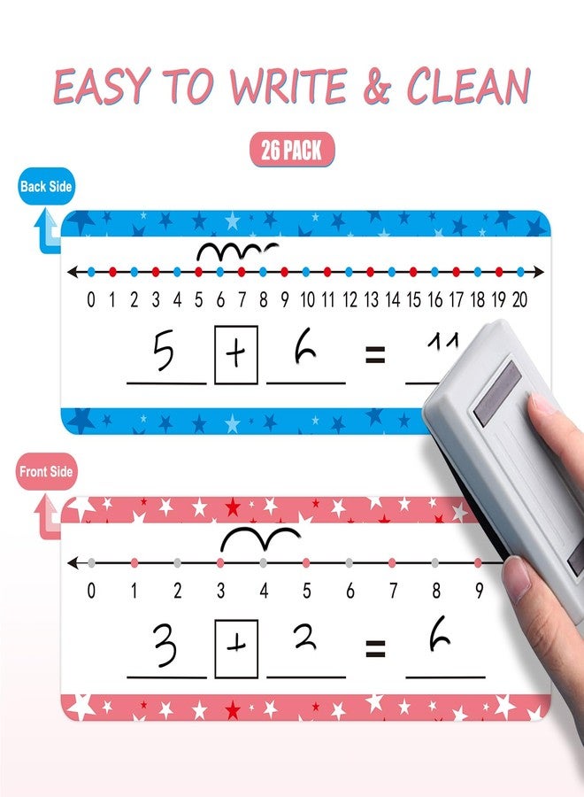 WEIZHEN مجموعة من 26 لوحة خط أعداد قابلة للمسح الجاف، مقاس 4 × 12 بوصة، ذات وجهين قابلين للكتابة والمسح، تعرض الأرقام من 0 إلى 10 على أحد الوجهين ومن 0 إلى 20 على الوجه الآخر. لوحات أساسية في الفصل الدراسي للطلاب. - Image 4