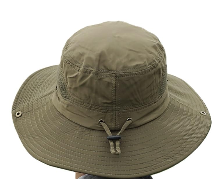 Alexvyan Polyester Round Crown Hat Sun Visor Hats for Women Wide Brim Summer Cap for Girls Uv Protection Breathable Casual Beach Safari Sun Protection Cap for Women Girl Men (Green), Large - Image 5