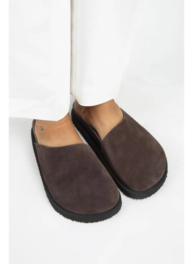 Manijero  Ateshi Women's Genuine Leather Flat Sandal Coffee Slippers. for Women | Best Price UAE