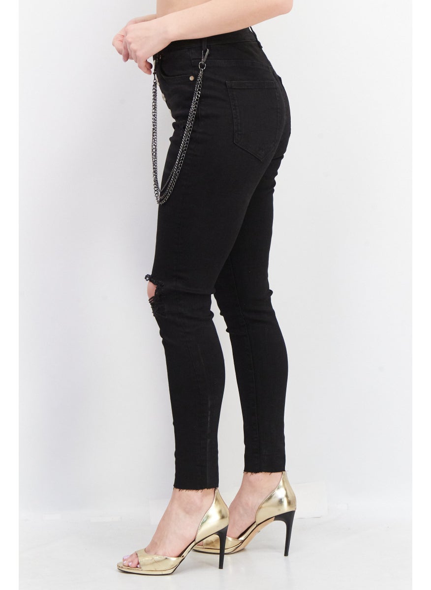 KENDALL + KYLIE - Women Regular Fit Textured Stretchable Jeans, Black - Image 1