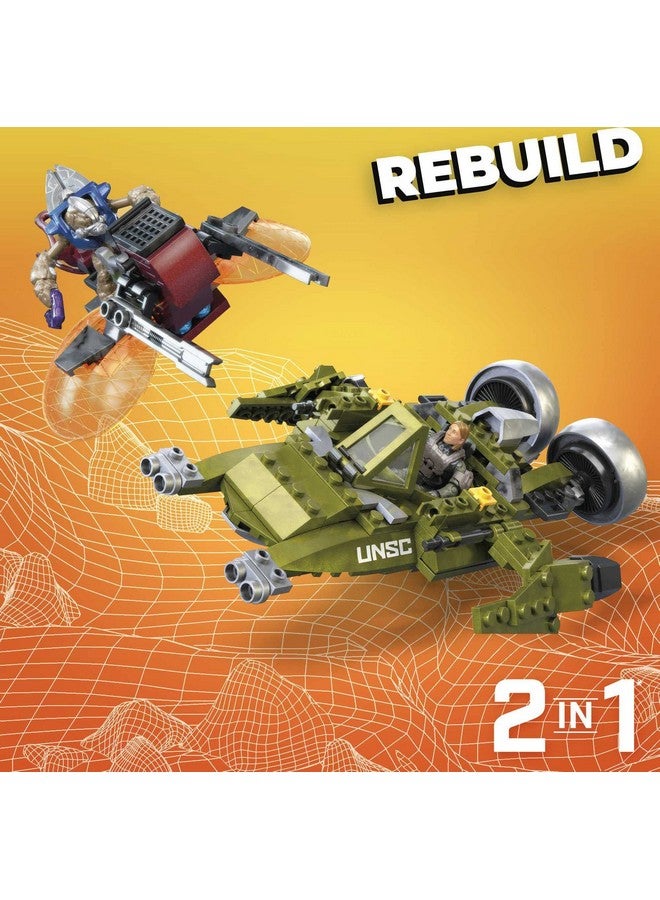 Mega Brands MEGA Halo Infinite Toy Building Set, UNSC Wasp Onslaught Aircraft with 406 Pieces, 4 Poseable Action Figures and Accessories, for Collectors  - Image 4