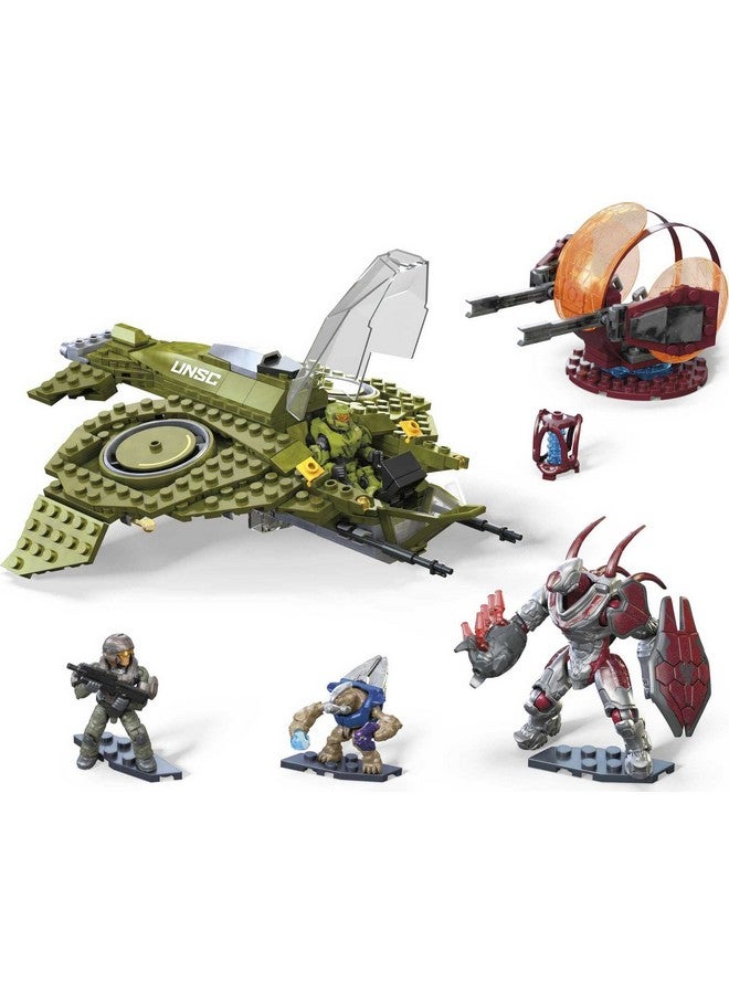 Mega Brands MEGA Halo Infinite Toy Building Set, UNSC Wasp Onslaught Aircraft with 406 Pieces, 4 Poseable Action Figures and Accessories, for Collectors  - Image 2