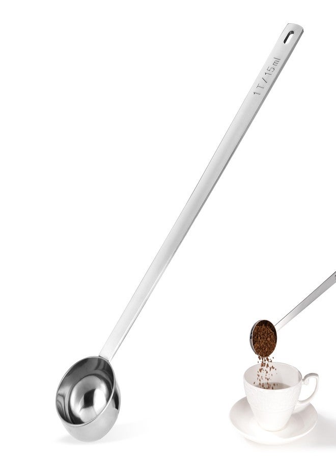 Luxiwise Long Handle Coffee Scoop, 18/8 Stainless Steel Food Grade Measuring Spoon for Coffee Beans Powders Sugar, 9.9in Long Metal Scoop Tablespoon for Easy Container Reach (1tbsp/ 15ml) - Image 1