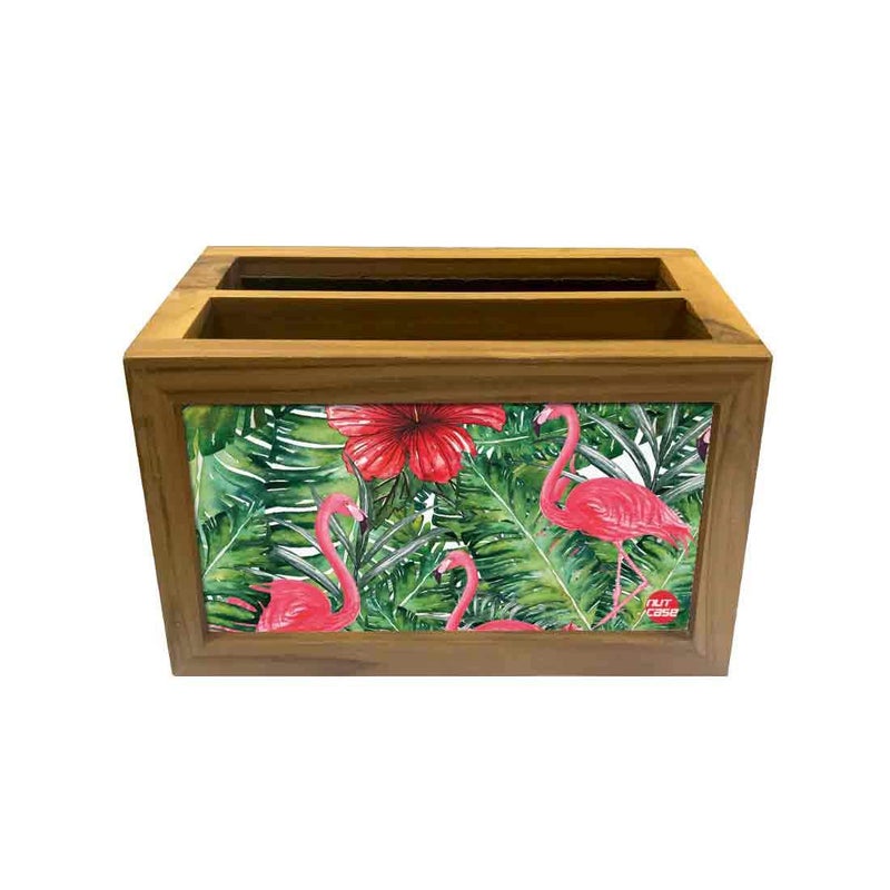 Nutcase Designer Teak Wood TV Remote Stand For Home Remote Holders Organizer Caddy for TV/AC Remotes Control -Multipurpose Desk Organiser-6�x4�x4� - Flamingoes Floral - Image 4