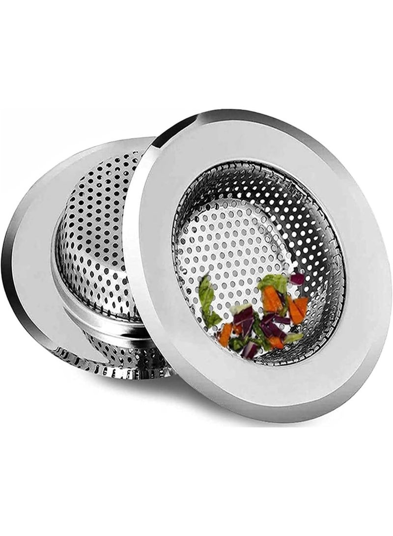 Kitchen & Bathroom Stainless Steel Sink Strainer – 11.5 cm Silver Mesh Drain Filter – Rustproof, Reusable Strainer for Hair, Food Waste, and Debris-2Pcs - Image 1
