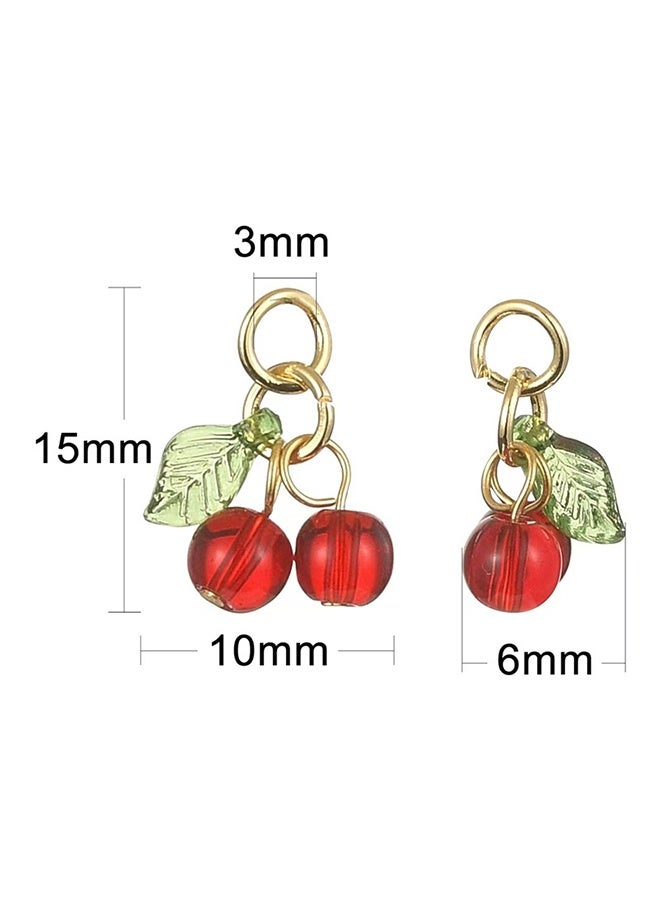 20pcs Red Cherry Charms, Cute Glass Red Fruit Pendants with Loop DIY Jewelry Making Accessories for Bracelet Necklace Earrings - Image 2