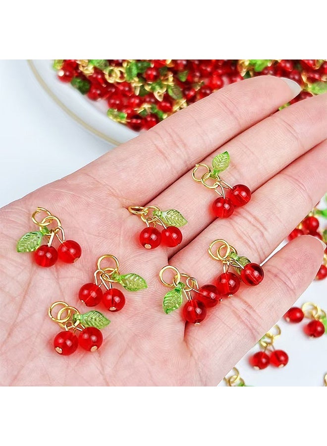 20pcs Red Cherry Charms, Cute Glass Red Fruit Pendants with Loop DIY Jewelry Making Accessories for Bracelet Necklace Earrings - Image 4