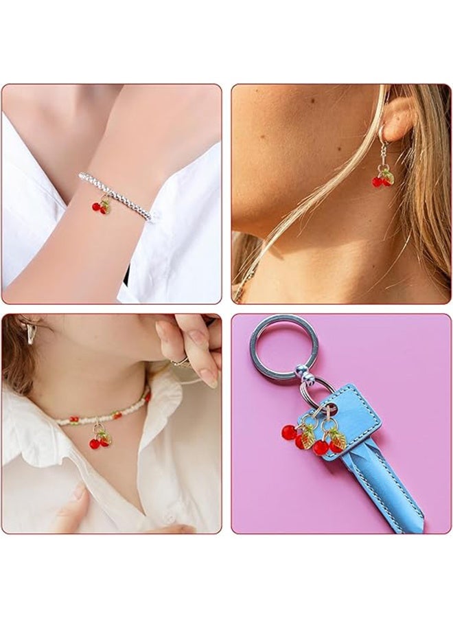 20pcs Red Cherry Charms, Cute Glass Red Fruit Pendants with Loop DIY Jewelry Making Accessories for Bracelet Necklace Earrings - Image 5