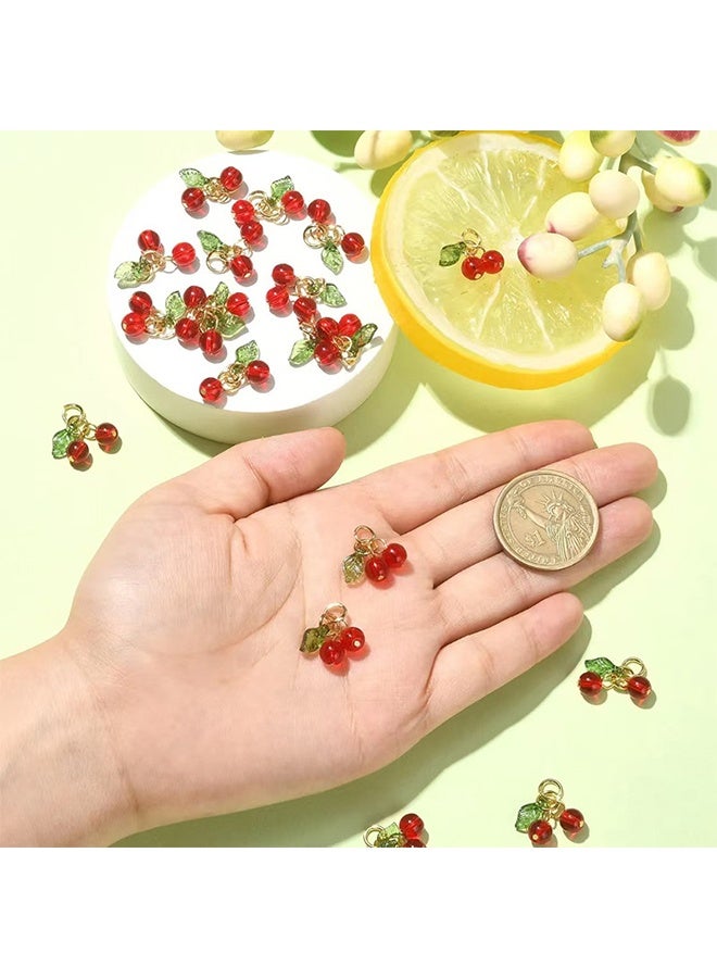 20pcs Red Cherry Charms, Cute Glass Red Fruit Pendants with Loop DIY Jewelry Making Accessories for Bracelet Necklace Earrings - Image 3