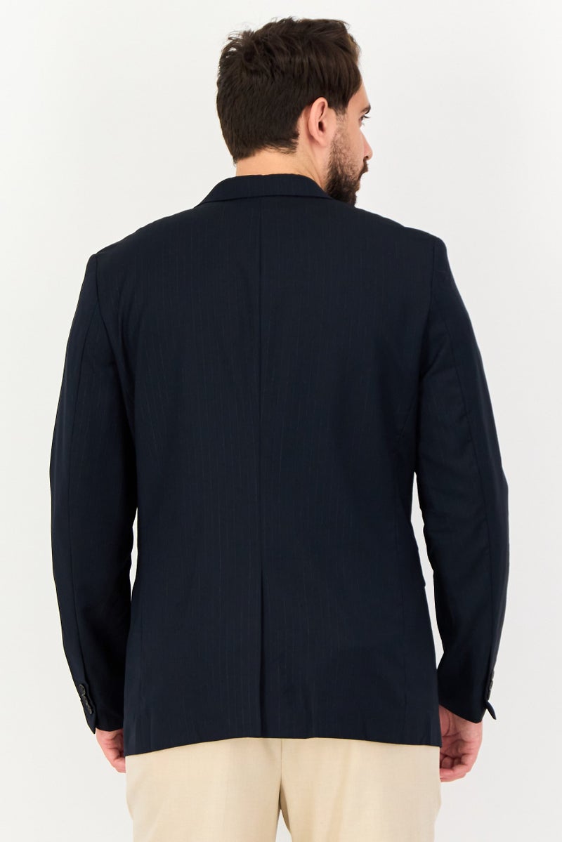 SELECTED Men Regular Fit Textured Casual Blazer, Dark Navy - Image 3