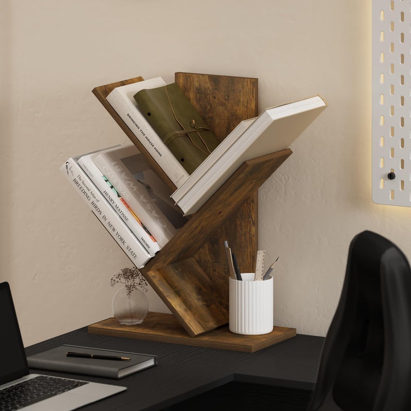 Furinno Tree Bookshelf 3-Tier Floor Standing Tree Bookcase, Amber Pine - Image 3