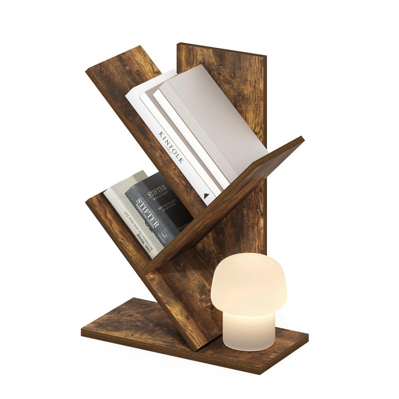 Furinno Tree Bookshelf 3-Tier Floor Standing Tree Bookcase, Amber Pine - Image 1