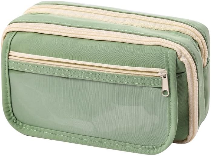 MsAnya Budget friendly sizing alternatives Pencil Case Pen Bag, Muti-Layers Big Capacity Pencil Pouch Pen Organizer Durable Stationery Holder for Marker Organization School Supplies Office Storage Desk Organizing (green) Assorted natural tone picks - Image 1