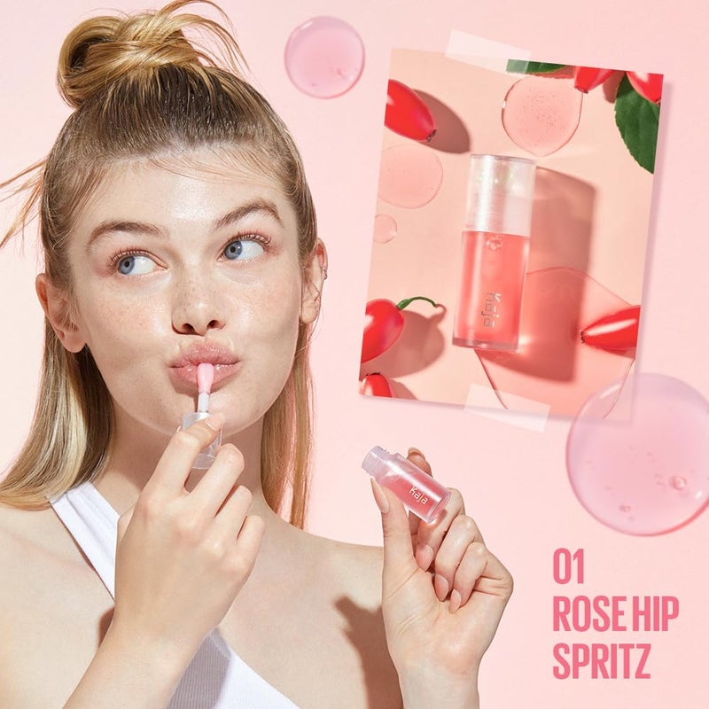 Kaja Juicy Glass Lip Plumping Oil | 01 Rose Hip Spritz | Hydrating, Feel Plumped and Lightweight with Vitamin Tree Fruit Oil, Vegan, Cruelty-Free, Clear Tint Stain Shine Gloss Plumper - Image 2