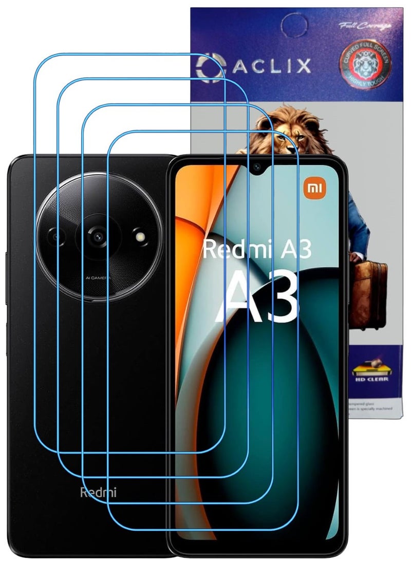 ACLIX 4 Pieces Antistatic ESD Dustproof Premium Quality High Definition Clear Tempered Glass Screen Protector Designed For Xiaomi Redmi A3 - Image 1