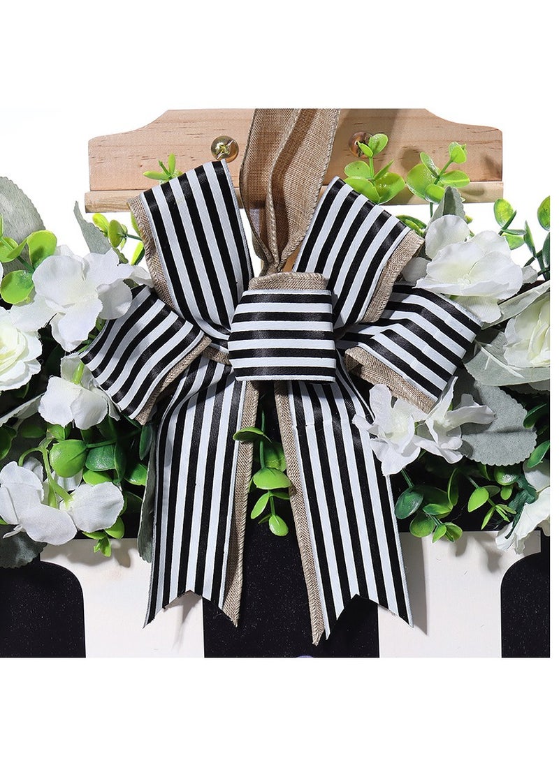 Y&D - Welcome Sign Creative Bowknot Letter Wreath In Front Of The Door Outdoor Decoration Props For The Courtyard 30x35CM - Image 1