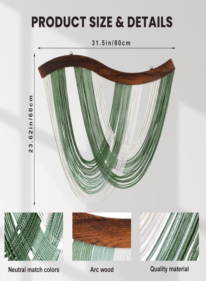 Mindsoft Tie-dye Macrame Wall Hanging Boho Tapestry Neutral Modern Sage Green Handmade Fiber Minimalism Dip Dye Yarn Wall Art for Headboard Bedroom Living Room Fiber Home Apartment Decor 31.5" x 23.6" - Image 2