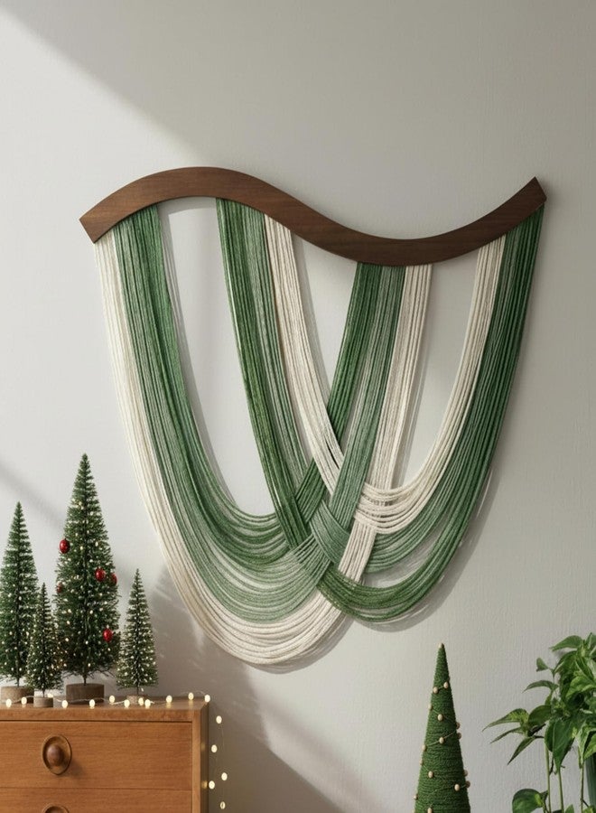 Mindsoft Tie-dye Macrame Wall Hanging Boho Tapestry Neutral Modern Sage Green Handmade Fiber Minimalism Dip Dye Yarn Wall Art for Headboard Bedroom Living Room Fiber Home Apartment Decor 31.5" x 23.6" - Image 1