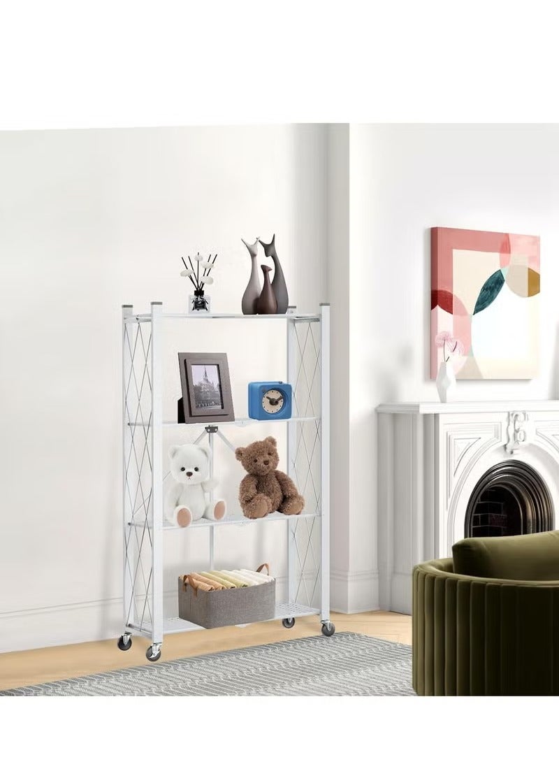 EXCLIFE Kitchen Storage Rack and Heavy Duty Metal Shelving Unit on Rolling Cart for Garage, Kitchen, Basement, Pantry, 4-Tier Thick Foldable Storage Shelves with Wheels, Large Capacity - Image 5