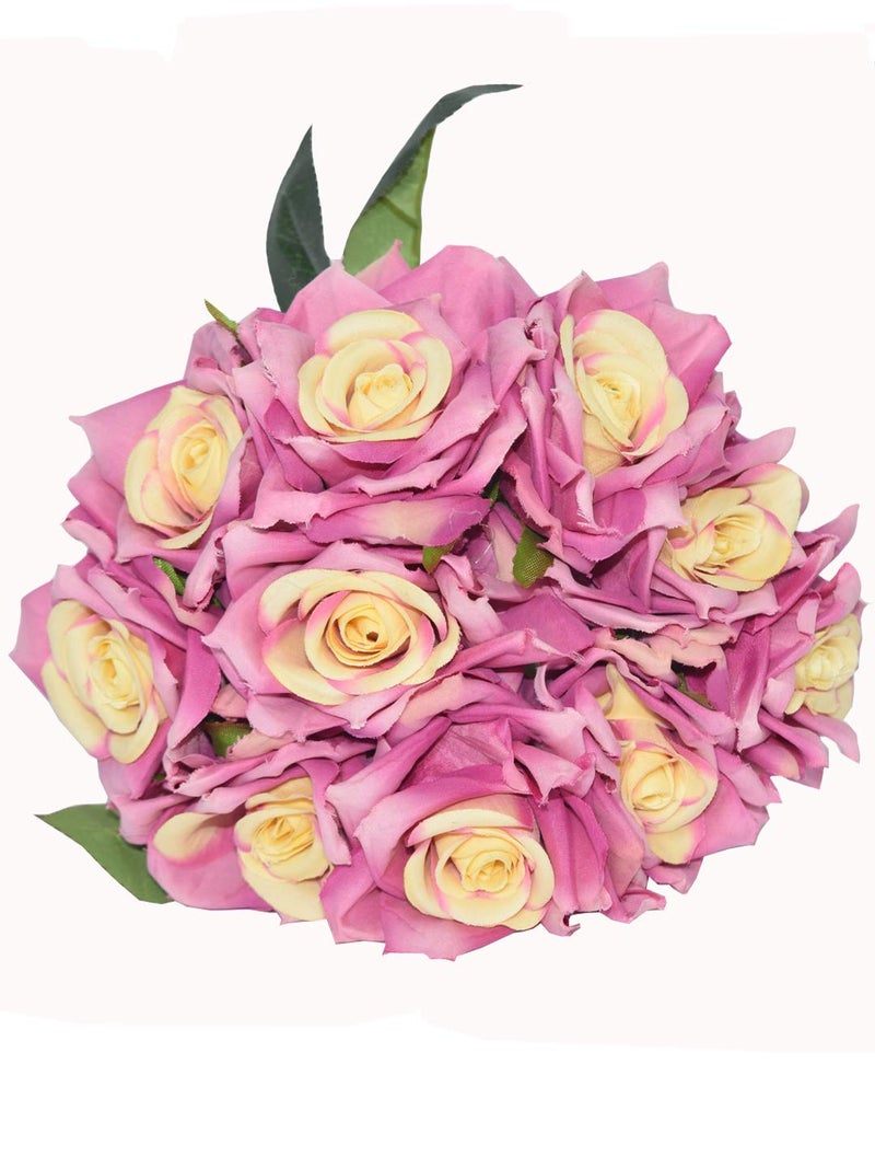 Fourwalls Beautiful Decorative Artificial Rose Flower Bouquet for Home décor (26 cm Tall, 10 Flower Stems, Light/Pink) - Image 2