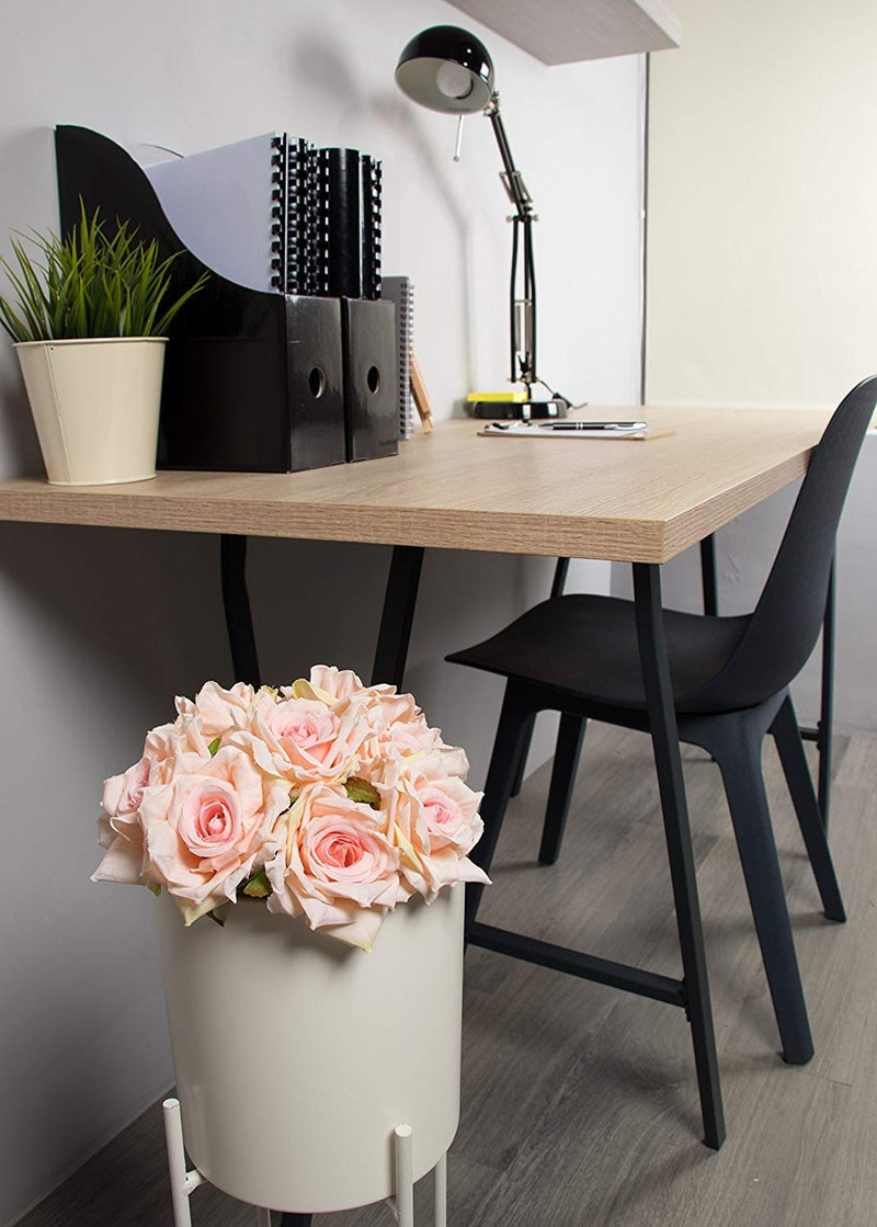 Fourwalls Beautiful Decorative Artificial Rose Flower Bouquet for Home décor (26 cm Tall, 10 Flower Stems, Light/Pink) - Image 4