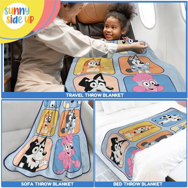 الجانب المشمس للأعلى Bluey & Friends Plush Throw بطانية - مقاييس 46 × 60 بوصة - فراش أطفال ناعمة ومريحة للغاية - Image 4