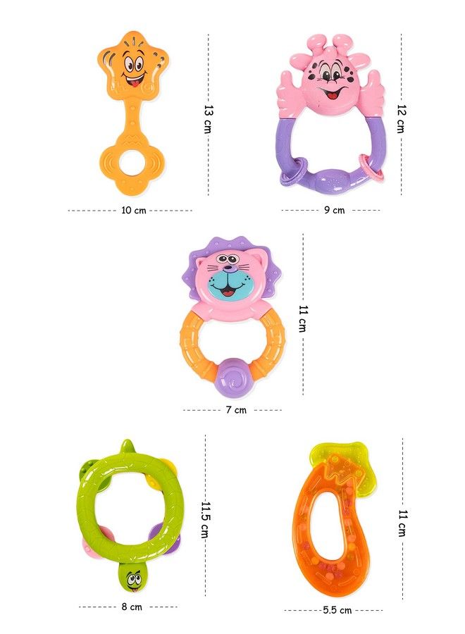 RATNA'S Colourful Rattle Set For Toddlers.Perfect Rattle Sets For Little Hands.Non Toxic;Bpa Free;Certified As Per Indian Standards (Happy Baby Rattle Set 5 Pieces) - Image 4