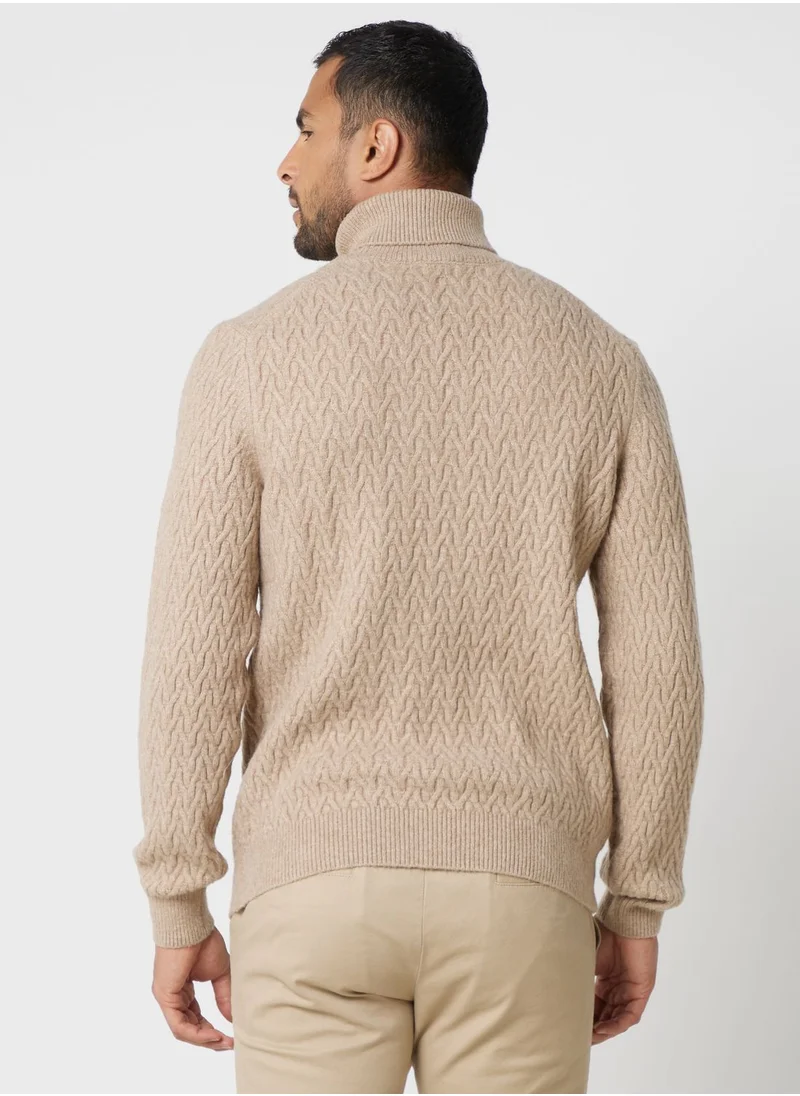 مانجو مان Turlte Neck Braided Sweater