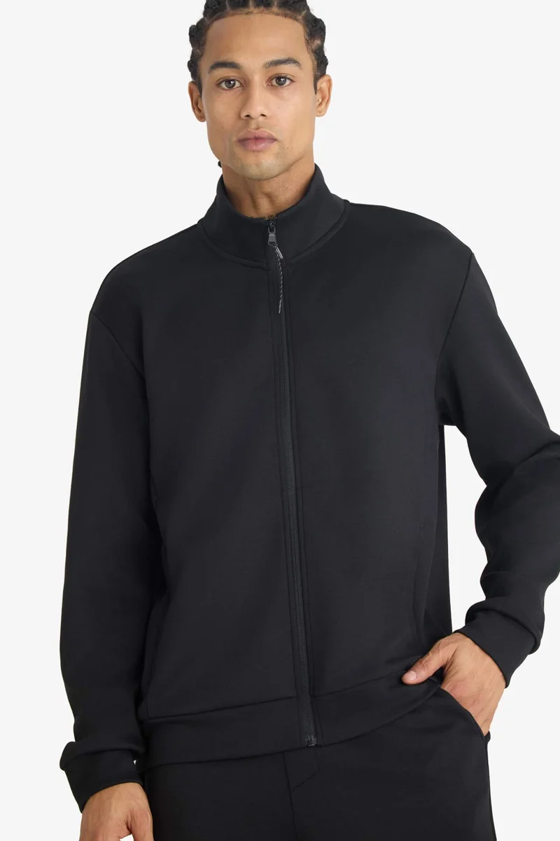 DeFacto Standard Fit High Neck Zip Up Sweatshirt